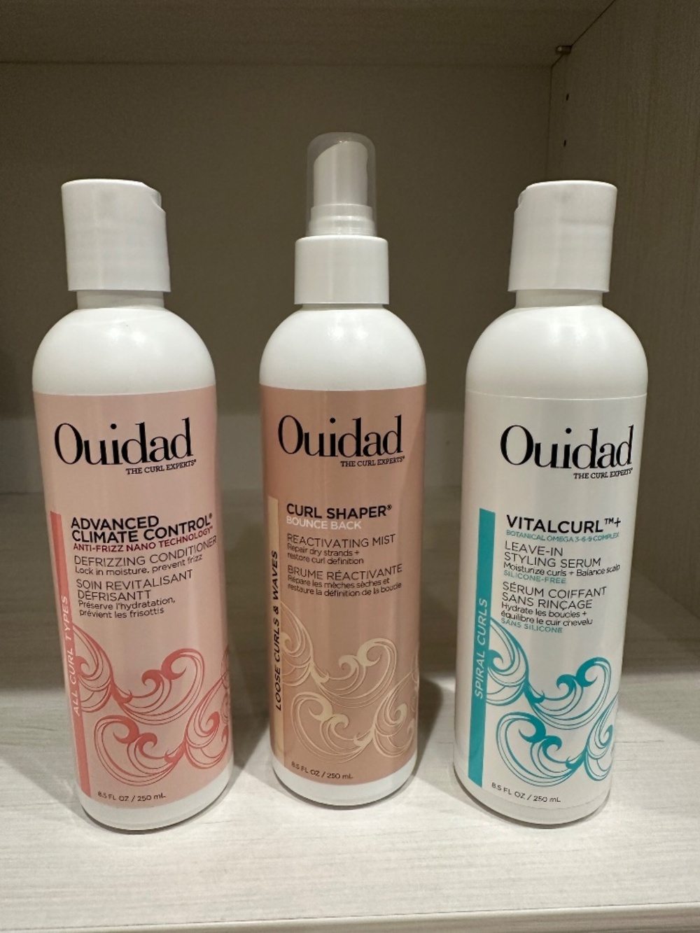 Ouidad Curly Hair Bundle: Conditioner, Leave-In Serum, & Curl Mist - All 8.5 oz